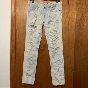 Machine Distressed Jeans Ripped Denim